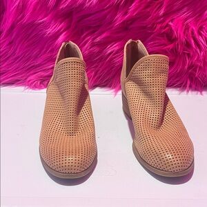 Women's Perforated Tan Slip-On Ankle SOFFT Shoes